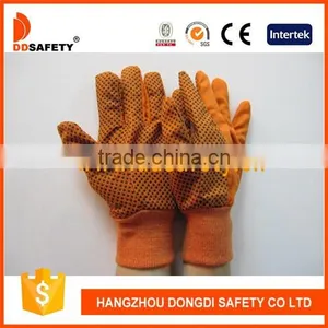 DDSAFETY 2017 Orange Canvas Work Gloves With Dots thumbnail-1