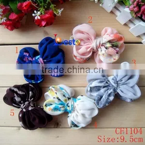 China Factory Direct Color Pattern Hair Accossry Chiffon Bow thumbnail-1