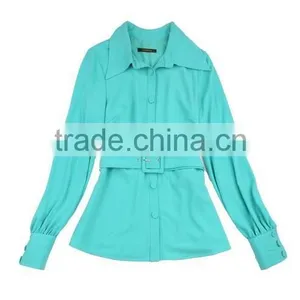 Green Lapel High Empire Waistband Long Sleeve One Covered Button Long Trousers Women Dancerwear Sets thumbnail-4