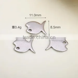 Cute Fish Design Stainless Steel Charm Tags Custom Own Logo Fish Steel Charms for Bracelets 2016 thumbnail-1