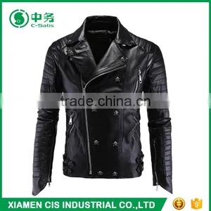 High Quality Mens Black Motorcycle Leather Jacket Online Sale thumbnail-1