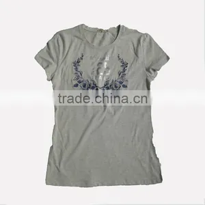 Hot Sale 100%cotton Embroidered Short Sleeves Ladies T-shirt thumbnail-1
