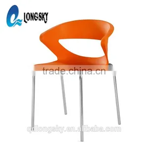 LS-4018 Wholesale Furniture PP Stacking Plastic Leisure Chair PP Plastic Chair With Steel Legs thumbnail-4