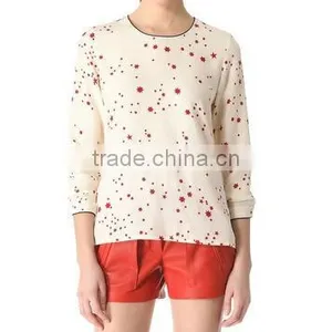 Womens Good Quality Star Print Chiffon Tops thumbnail-1