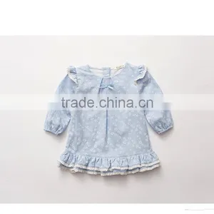 Wholesale Lace Printing Kids Long Sleeve Cotton Dress thumbnail-1