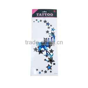 Paper Removable Waterproof Temporary Sternum Tattoo Sticker Body Art Blue Star Pattern Leg Temporary Tattoos thumbnail-1