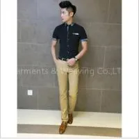 Free Shipping 2015 Fashion Men's Flower Printed Contrast Collar Shirt thumbnail-1