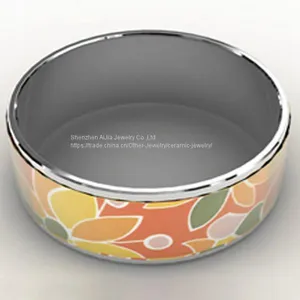 Color Stripe Pattern Jewelry Enamel Bracelet Bangle For Women thumbnail-4