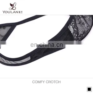 2016 Newest Luxurious Lace Thong Sweet Sexy Ladies Underwear Black Color Sexy Panties Cotton thumbnail-5