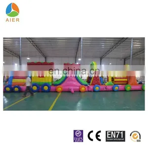 Long Train Kids Inflatable Obstacle Course, Obstacles Game for Kids, Inflatable Bouncer Obstacle Course thumbnail-1