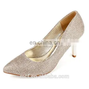MCH-2393 New 2017 Fashion Western Style Women Solid Color Pointed Shoes Bling-bling Sequin Thin High Heel Shoes Wholesale thumbnail-2