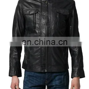 Soft Smooth Sheep Skin Leather Jackets Black Clour thumbnail-1