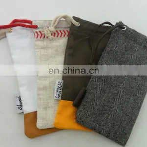 Custom Gray Print Cotton Drawstring Sunglasses Bag Goggles Pouches thumbnail-5