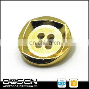 Shiny Gold Color 4 Holes Button Custom Engraved Logo Dipped Center Metal Button Difference Size Zamak Button for Jacket Shirt thumbnail-1