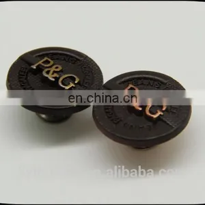 Hot Sale Painting Matte Black Zinc Alloy Button for Jeans, Embossing Logo With Metal Button thumbnail-1