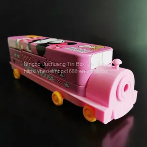 Train Shaped Pencil Case Tin Box Two Layers Pen Tin Case Children School Stationery Box thumbnail-1