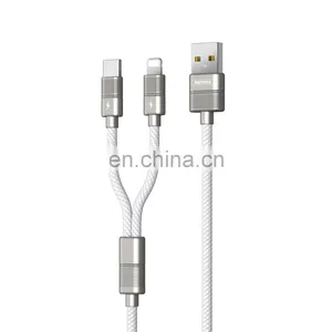 Remax 2.4A Cell Phone Accessories 2 In1 Data Cables, 1M TPE Zinc Alloy USB to Type C Lighnting thumbnail-1