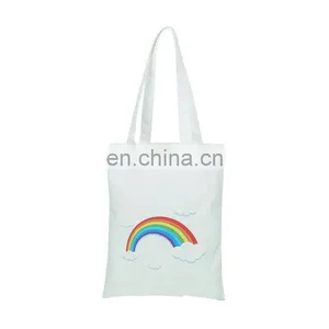 Wholesale Canvas Eco Friendly Handbag Logo Printed Colorful Cheap Cotton Tote Bag for Women thumbnail-5