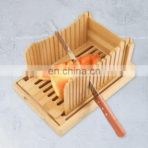 Hot Sale Bamboo Foldable Manual Bread Slicer With Crumb Catcher Tray thumbnail-5