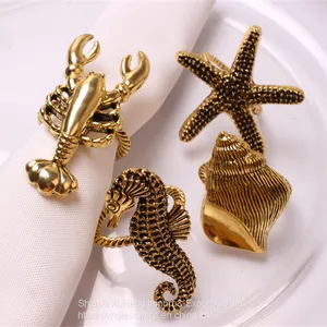 Marine Features Metal Napkin Rings Nautical Napkin Holders for Dining Table Banquet thumbnail-1