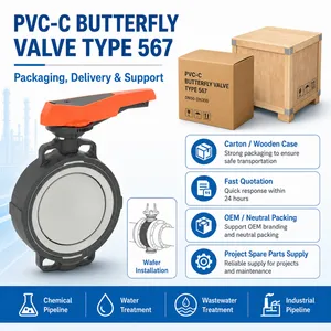 PVC-C Wafer Butterfly Valve Type 567 With Hand Lever For Chemical Pipeline thumbnail-5