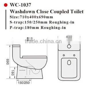 WC-1037 One-Piece Toilet With Geberit or R&T Flush Valve & Soft Closing Cover Ramp Down, Water Closet Toilet Bowl thumbnail-2
