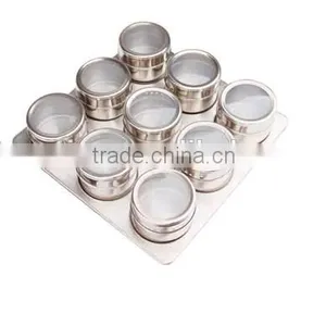 Magnetic Mini Stainless Steel Spice Jar Set of 9 thumbnail-1