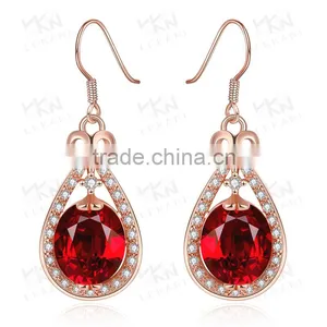White Gold Plated Ruby Tack Shape Earring thumbnail-3