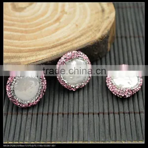 LFD-0052B Wholesale DIY Pave Pink Rhinestone Pearl Connector Spacer Beads For Bracelet Jewelry Making thumbnail-3