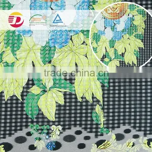 Top Quality Green Plant 100% Polyester Print Lace Fabric for Curtain thumbnail-2