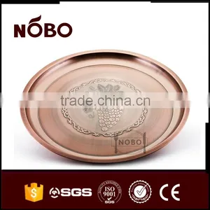 Ancient Copper Embossed Grape Plate, Stainless Steel Non-slip Serving Tray thumbnail-3