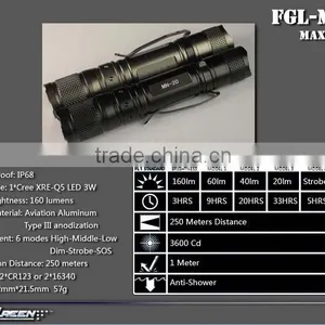 CR123 Battery Q5 EDC Military Pocket Torch thumbnail-3