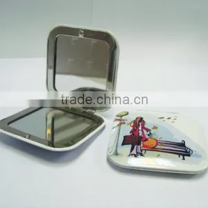 Square Aluminum Mini Compact Mirror With Double Sides thumbnail-1