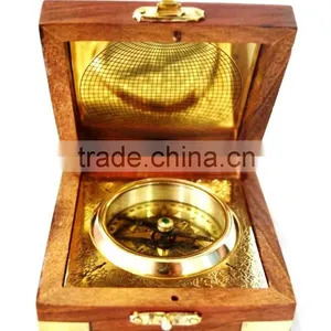 Nautical Brass Geological Compass - Magnetic Compass With Wooden Box 13511 thumbnail-2
