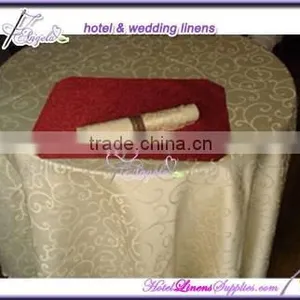 Light Gold Poly Damask Tablecloths for Table Decorations in Banquets, Events thumbnail-1