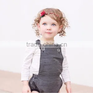 (CR717#grey)boutique Bottom Romper Ribbon Cotton Woven Bodysuit Summer Easter Holiday One Piece Suit thumbnail-2