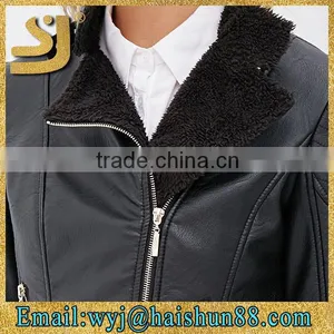 Wholesale pu Fashion Women Leather Winter Motorbike Jacket thumbnail-5