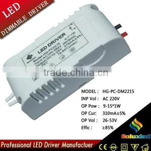Soluxled Led Driver Dimmable Plastic Power Supply With Constant Current 9-15*1W Driver Lamps thumbnail-1