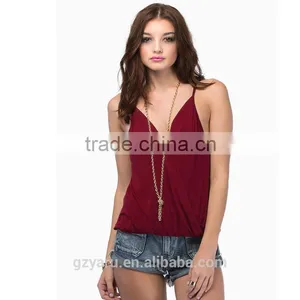 Inexpensive Plus Size Sexy Tank Top V Neck Chiffon Backless Vest for Women thumbnail-2