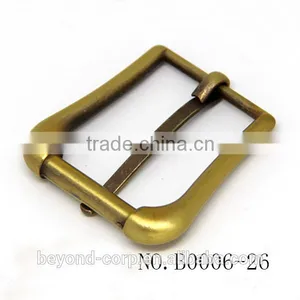 Good Quality Old Brass Brushed Effect Pin Buckle With Fake Roller Shape thumbnail-2