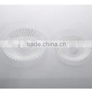 Wholesale Clear Set 4 Diamond Carving Round Glass Plate thumbnail-2