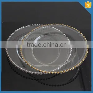 LXHY-P059 Crystal Wedding Charger Plate Antique Gold Plate Quality Choice thumbnail-4