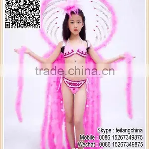 Childer Girls Pink Feather Boa Costume Set For Samba Performance Costume thumbnail-1