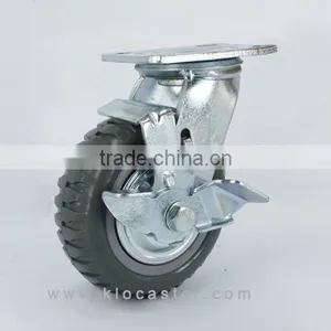 High Quality Heavy Duty Grey PU Caster With Brake Flame Caster thumbnail-1
