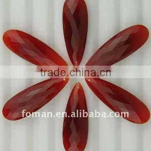 50x18mm Teardrop Faceted Red Agate Gemstone Pendant thumbnail-1