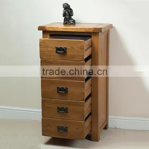 Rustic Style Antique Retro Solid Oak Wood 5 Drawers Wellington thumbnail-3