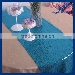 RU002C Custom Made Many Colors Available Sequence Decorative Metallic Light Blue Aqua Blue Sequin Table Runner thumbnail-1