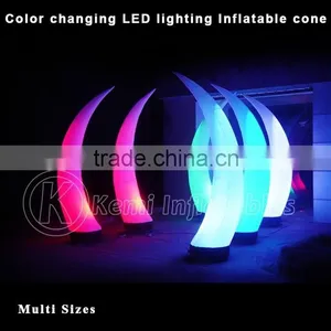 Color Changing LED Lighted Curved Inflatable Cone for Party Stage Decoration LED Inflatable Cone ox Horn Decorative Inflatable thumbnail-1