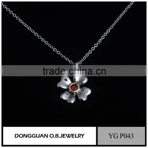 Wholesale Fashion Necklace Jewelry 925 Sterling Silver Crystal Flowers Necklace thumbnail-1