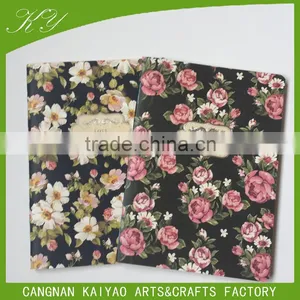 School Use Flower Printed Cover Blank Kraft Paper Diary Notebook thumbnail-2